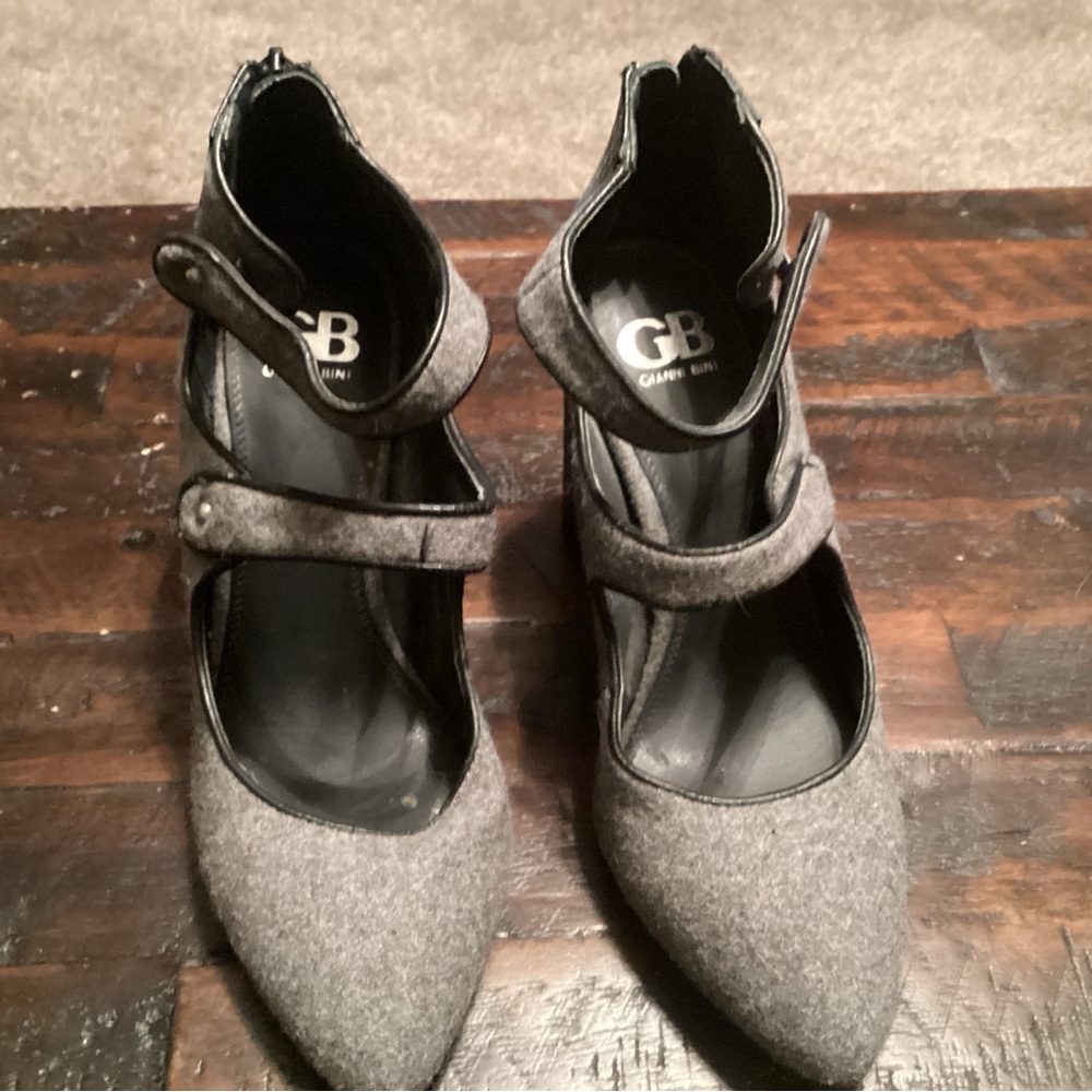 Gianni Bini Charcoal Double Strap Heels